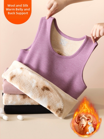 Dámska vesta z kašmíru s fleecovou podšívkou, okrúhly výstrih, voľný strih, jednobarevná, dĺžka 50–65 cm, jeseň 2024