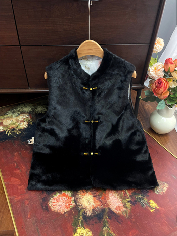 Dámska vesta čínskeho štýlu, obojstranná, kvetinový žakard, polyester, stojací golier