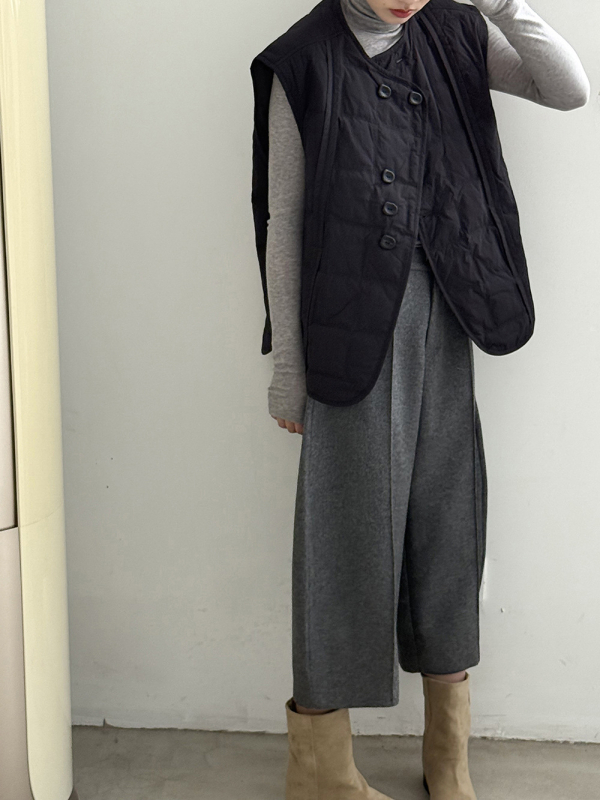 Yan Shuang 82633 Dámska vesta s perím z bielej kačky, Korejský štýl kardigánu, normálna dĺžka, kruhový výstrih, dvojradové zapínanie