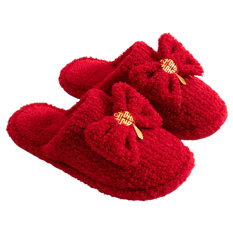 Svadobné Fly-Toe papuče pre páry, vrchnok z velúru, podrážka PVC, bežná hrúbka, vhodné pre zimu, jar a jeseň