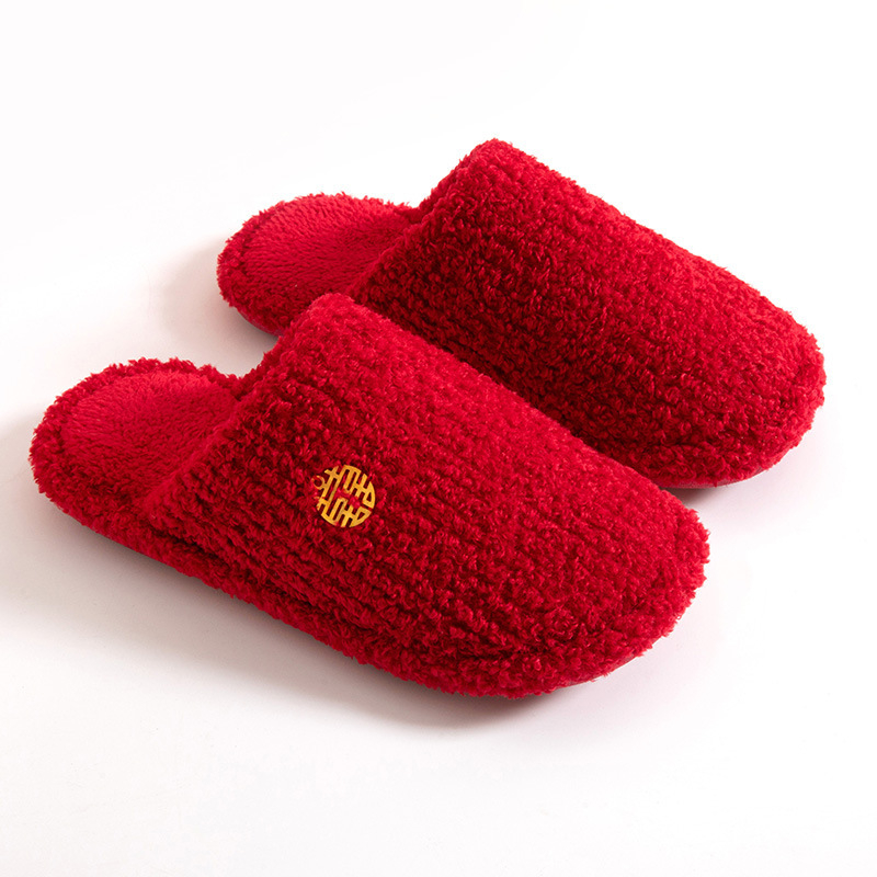 Svadobné Fly-Toe papuče pre páry, vrchnok z velúru, podrážka PVC, bežná hrúbka, vhodné pre zimu, jar a jeseň