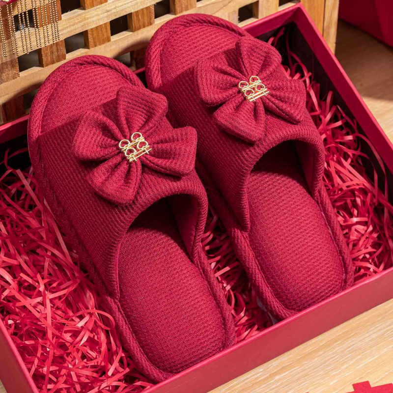 2-pár svadobných papučí pre páry, unisex, podrážka PVC, typ toe-loop, vrchnák z textilu, hrúbka podrážky 1.5–3.5 cm