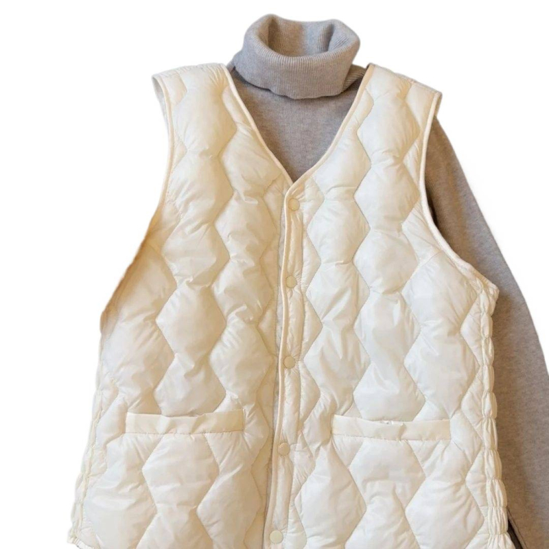 Vesta zo zmesi vlna | U-krk | Geometrický vzor | Pravidelná dĺžka 50–65 cm | Výplň z polyester-bavlna