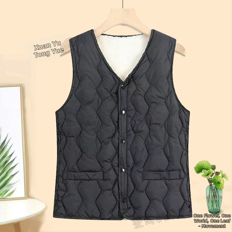 Vesta zo zmesi vlna | U-krk | Geometrický vzor | Pravidelná dĺžka 50–65 cm | Výplň z polyester-bavlna