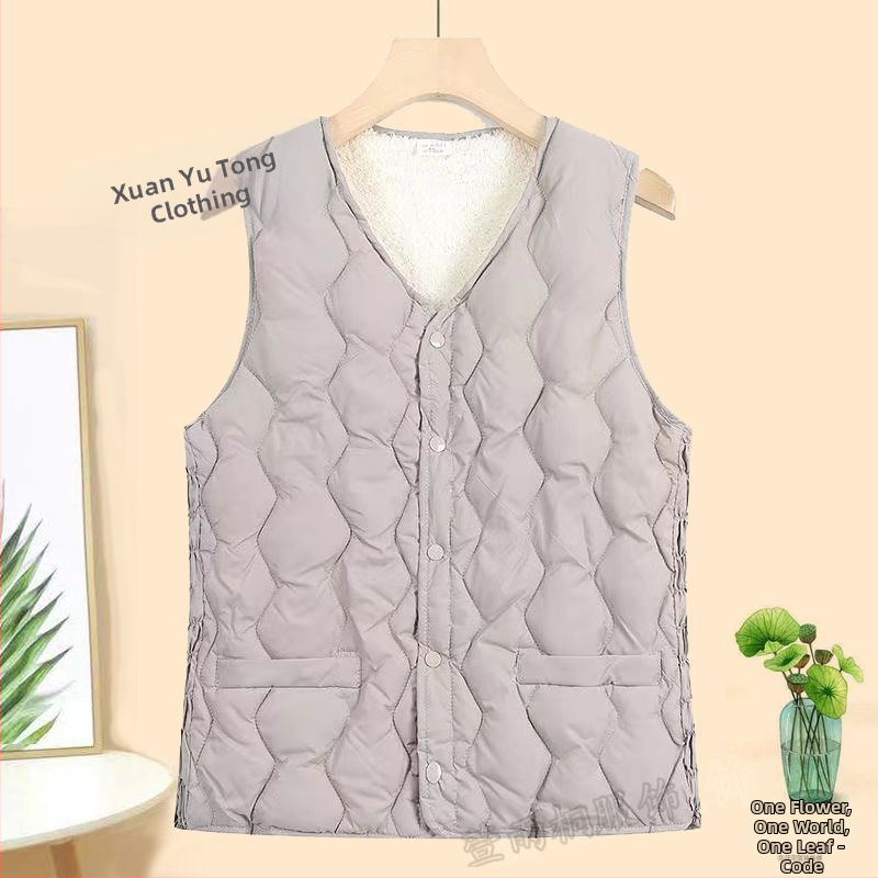 Vesta zo zmesi vlna | U-krk | Geometrický vzor | Pravidelná dĺžka 50–65 cm | Výplň z polyester-bavlna