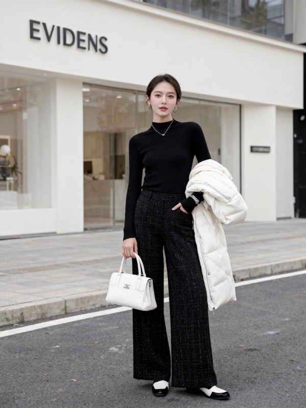 Ženský bezšvový vlnený sveter – 120S, Slim Fit, stojací golier, dlhé rukávy, pranie v práčke, stredná hrúbka