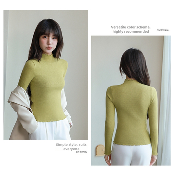 Naistele mõeldud poolkõrge kaelusega kampsun, pikad varrukad, paks fleece vooder, viskooskiud