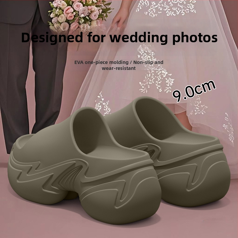 Dámske EVA platfórmové papuče na zvýšenie výšky, protišmykové, 8–11 cm hrubá podrážka, vstrekované EVA, letná obuv