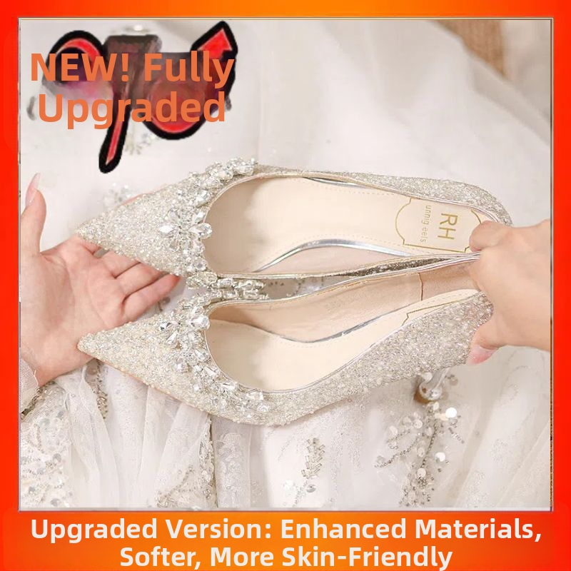 Francúzske dámske svadobné lodičky s kryštálmi, špičatý nos, stiletto podpätok 6–8 cm, PU vrchný materiál, gumená podrážka, slip-on