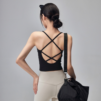 Jóga tielko s výplňou na prsia, elastické, priliehavý strih, stredná dĺžka, materiál Nylon-Spandex