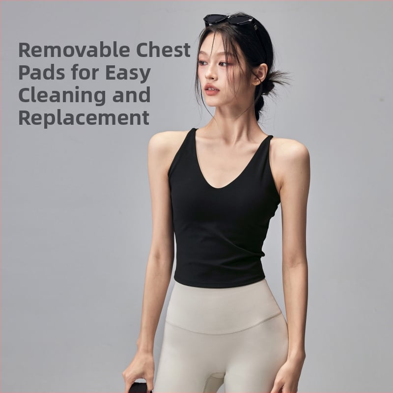 Jóga tielko s výplňou na prsia, elastické, priliehavý strih, stredná dĺžka, materiál Nylon-Spandex