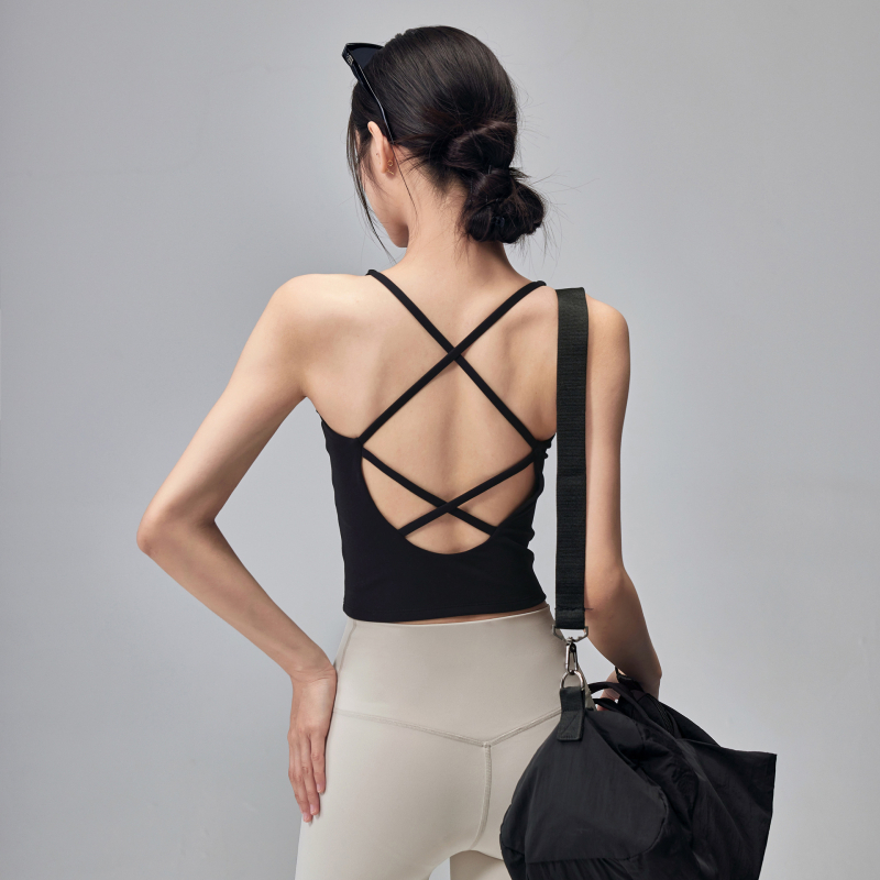 Jóga tielko s výplňou na prsia, elastické, priliehavý strih, stredná dĺžka, materiál Nylon-Spandex