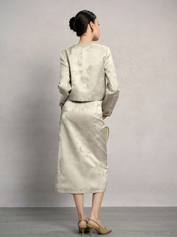 Dámsky kabát s V-neckom, jednosedlové zapínanie, tlačený vzor, viskózové vlákno, jesenné vydanie 2024