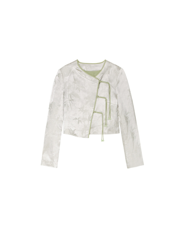 Dámsky kabát s V-neckom, jednosedlové zapínanie, tlačený vzor, viskózové vlákno, jesenné vydanie 2024