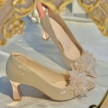 Ženské Mary Jane svadobné topánky, špičatý nos, PU horný materiál, 6–8 cm stiletto podpätok, slip-on, gumová podrážka