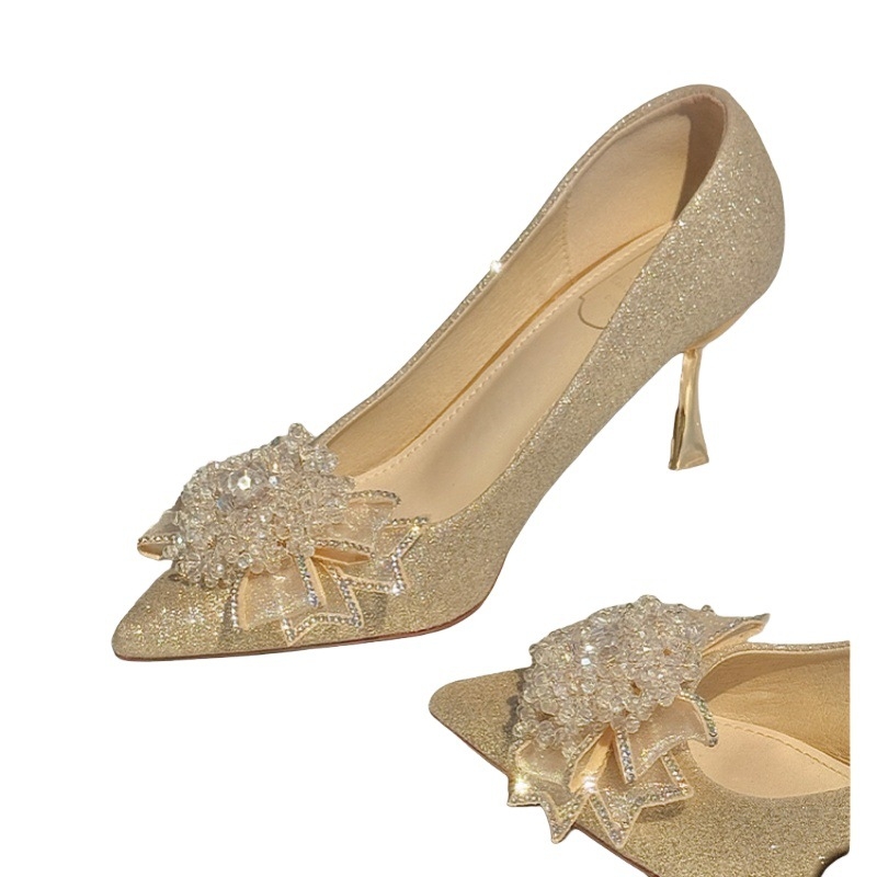 Ženské Mary Jane svadobné topánky, špičatý nos, PU horný materiál, 6–8 cm stiletto podpätok, slip-on, gumová podrážka