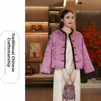 Dámsky externý kabát s kožušinovým golierom, polyesterové vlákno 95%+, dlhé rukávy, bežná dĺžka