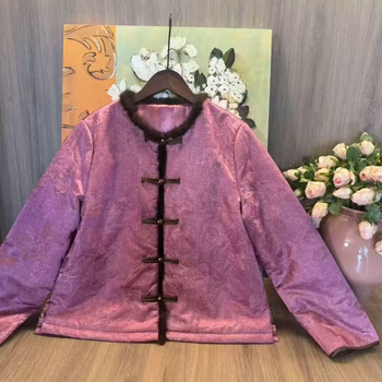 Dámsky externý kabát s kožušinovým golierom, polyesterové vlákno 95%+, dlhé rukávy, bežná dĺžka