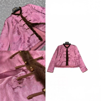 Dámsky externý kabát s kožušinovým golierom, polyesterové vlákno 95%+, dlhé rukávy, bežná dĺžka