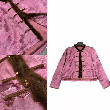 Dámsky externý kabát s kožušinovým golierom, polyesterové vlákno 95%+, dlhé rukávy, bežná dĺžka