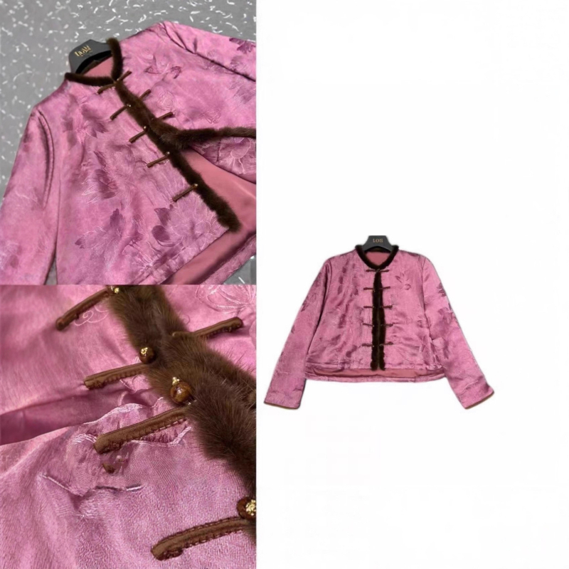 Dámsky externý kabát s kožušinovým golierom, polyesterové vlákno 95%+, dlhé rukávy, bežná dĺžka