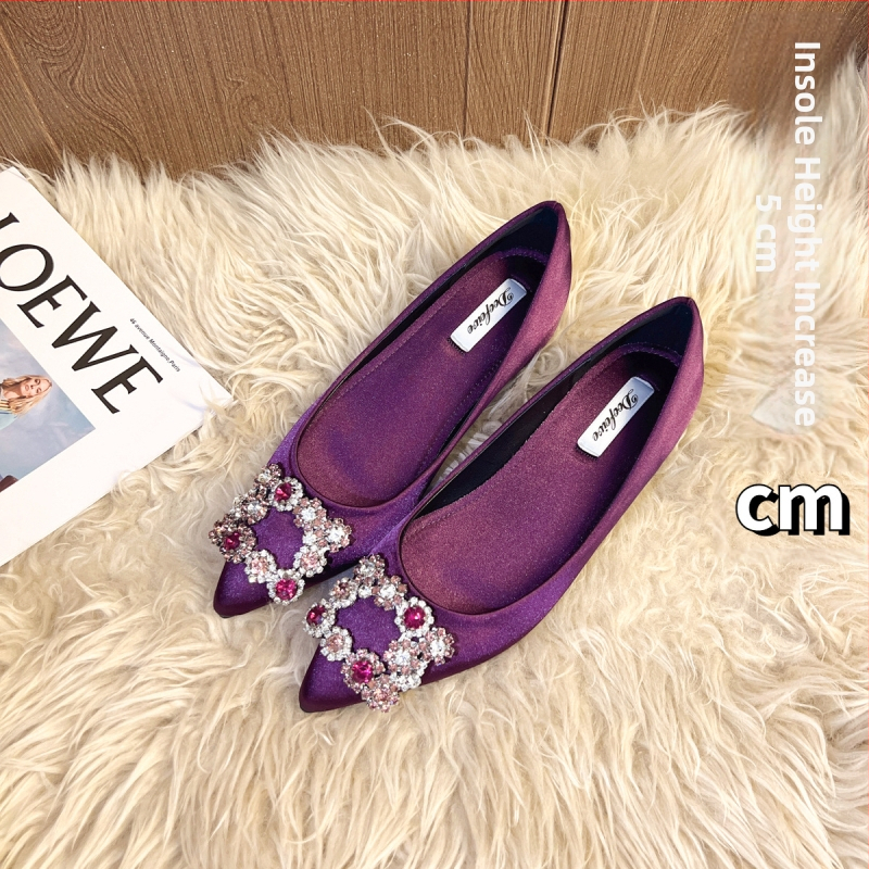 Dámske saténové topánky s ostrým nosom, 3–6 cm podpätok, gumová podrážka, Ultrafilm vložka