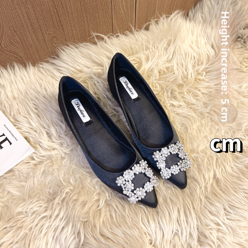 Dámske saténové topánky s ostrým nosom, 3–6 cm podpätok, gumová podrážka, Ultrafilm vložka