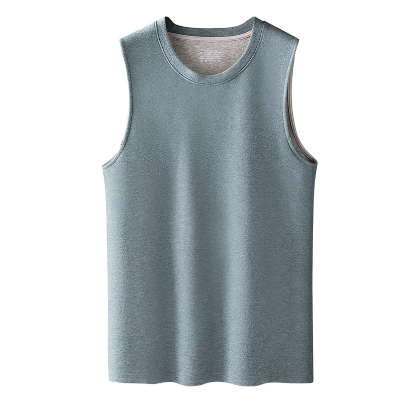 Pánska termálna vesta z viskózy, flísová podšívka, dvojitá vrstva, okrúhly výstrih, zamatový dotyk