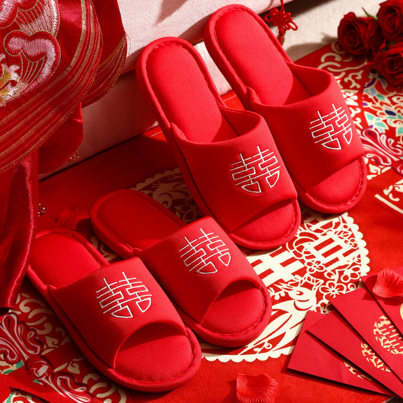 Vnútorné svadobné papuče pre nevestu a ženícha, látkový materiál, balenie v PP vrecku, značka Dongyang Orange Nuo Yibai, určené pre svadbu