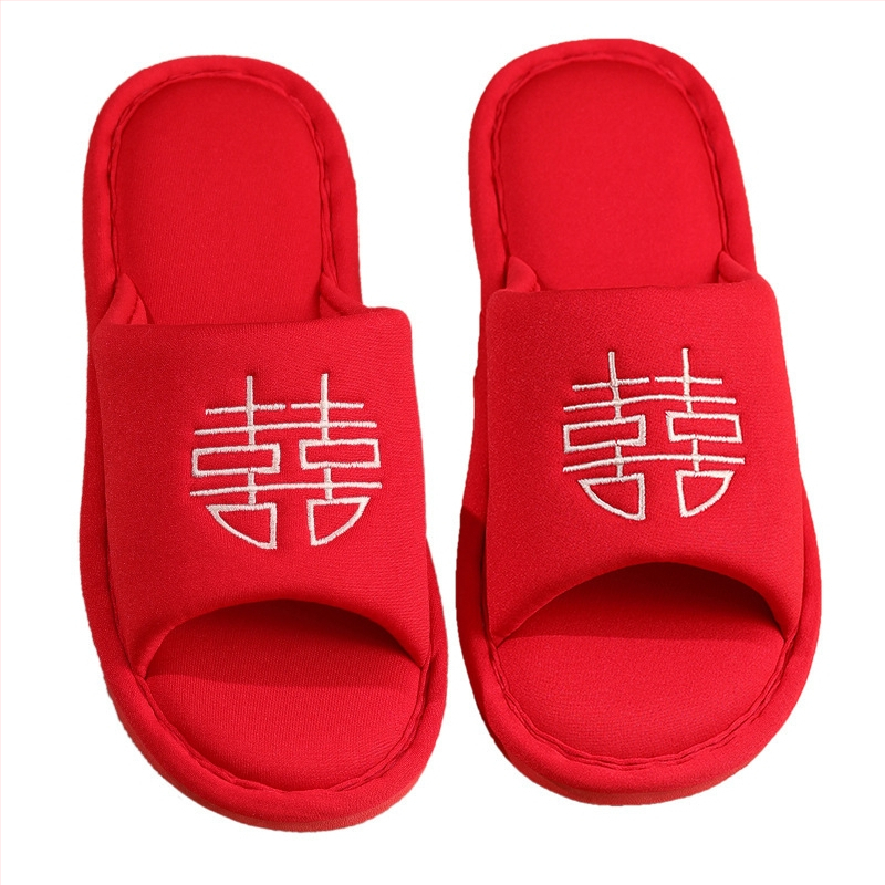 Vnútorné svadobné papuče pre nevestu a ženícha, látkový materiál, balenie v PP vrecku, značka Dongyang Orange Nuo Yibai, určené pre svadbu