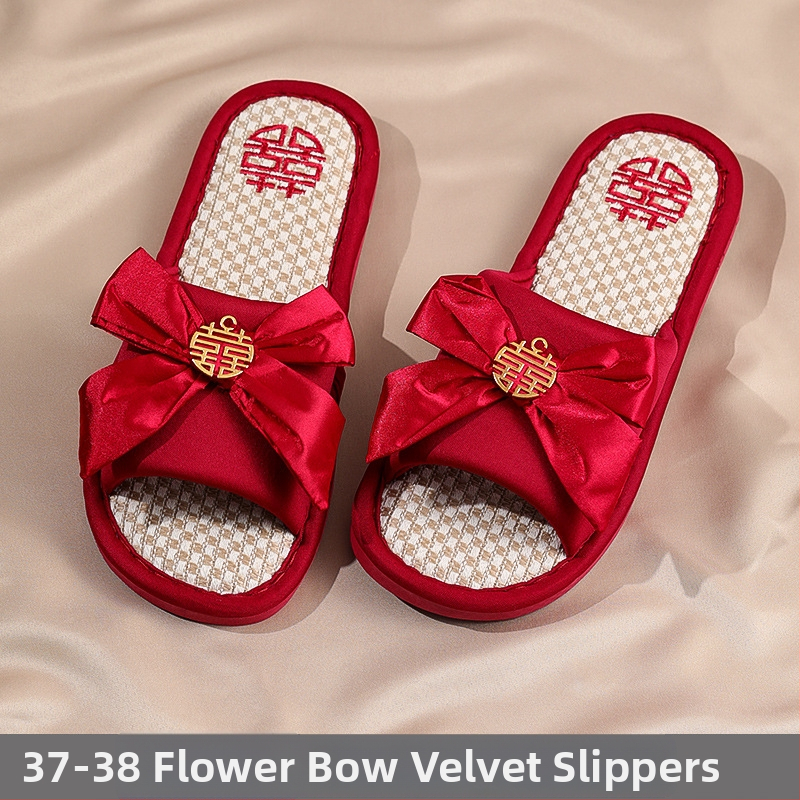 Vnútorné svadobné papuče pre nevestu a ženícha, látkový materiál, balenie v PP vrecku, značka Dongyang Orange Nuo Yibai, určené pre svadbu