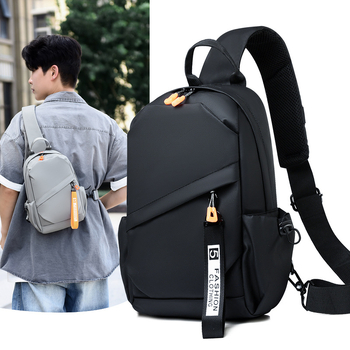 OMASKA Мъжка Chest Bag – уличен стил, Oxford плат, ултра-лек, едноцветна, полиестерна подплата
