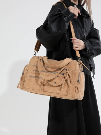 Geantă de mână din PU, crossbody cu un singur umăr, formă orizontal dreptunghiulară, închidere cu fermoar, buzunar ascuns cu fermoar