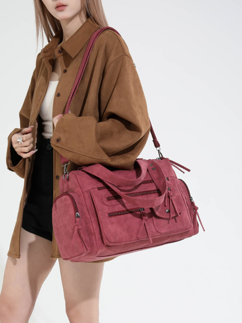 Geantă de mână din PU, crossbody cu un singur umăr, formă orizontal dreptunghiulară, închidere cu fermoar, buzunar ascuns cu fermoar