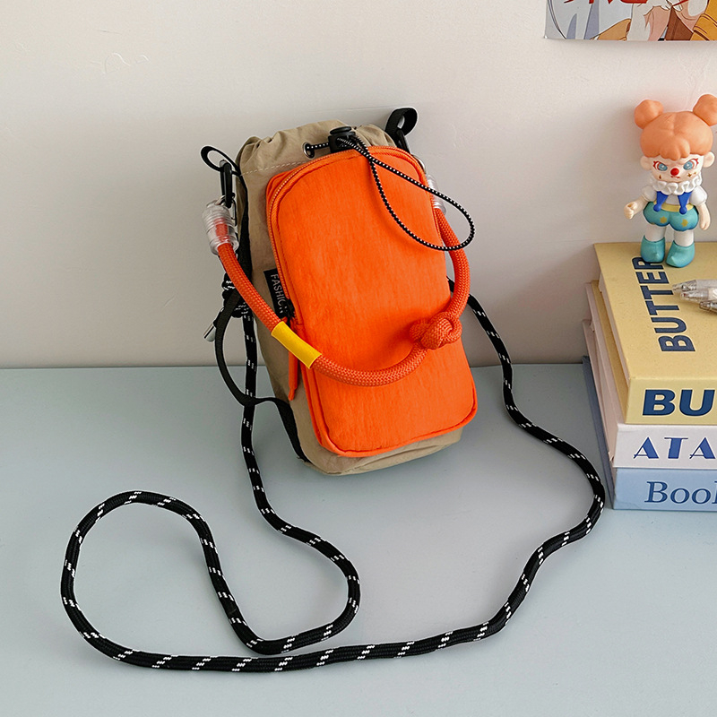 Geantă pentru telefon din nailon cu fermoar, crossbody vertical, curea simplă, buzunar interior pentru telefon