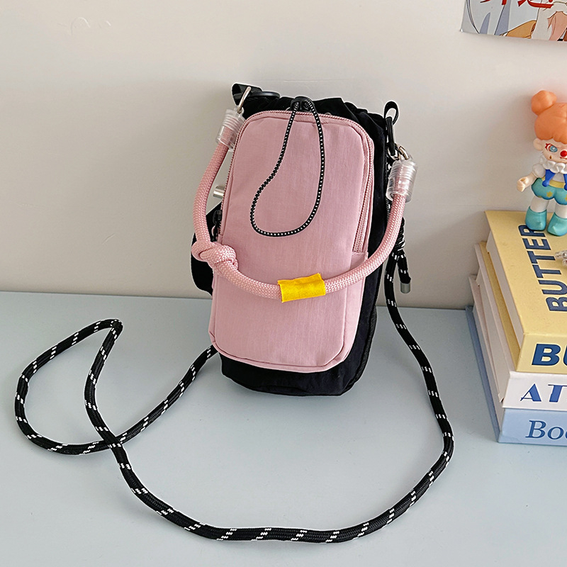 Geantă pentru telefon din nailon cu fermoar, crossbody vertical, curea simplă, buzunar interior pentru telefon