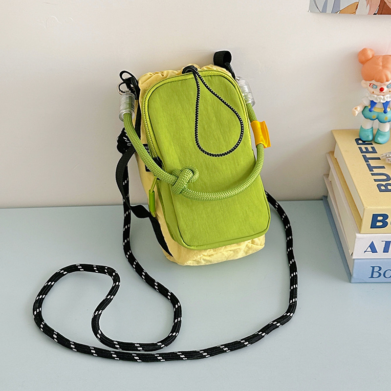 Geantă pentru telefon din nailon cu fermoar, crossbody vertical, curea simplă, buzunar interior pentru telefon