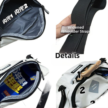 Vyrinė nailoninė krepšys per petį su užtrauktuko kišene, 37×16×13 cm, teleskopinė rankena