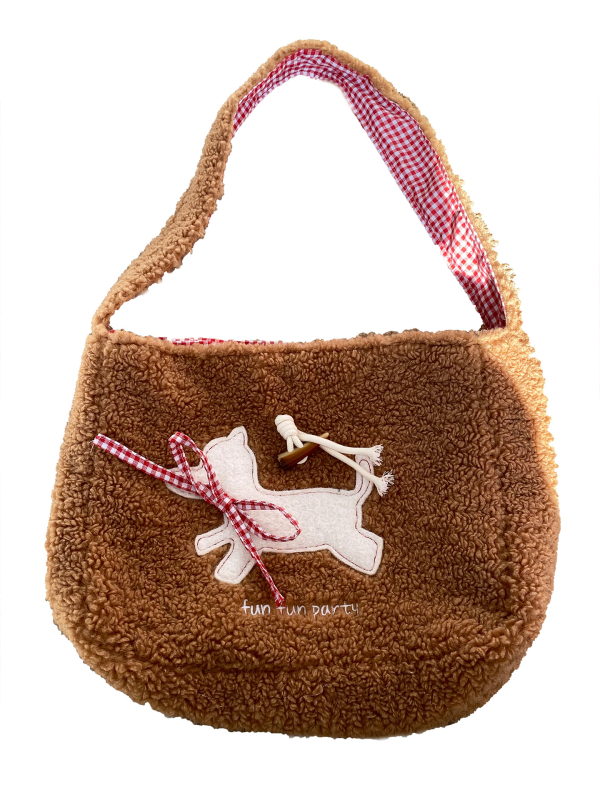 Geantă crossbody brodată în stil coreean, un cățeluș desen animat, capacitate mare, geantă Tote pentru uz zilnic
