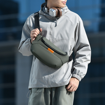 Pánska hrudná taška – obchodný cestovný štýl, syntetická koža, priedušná, vodotesná, Feisha