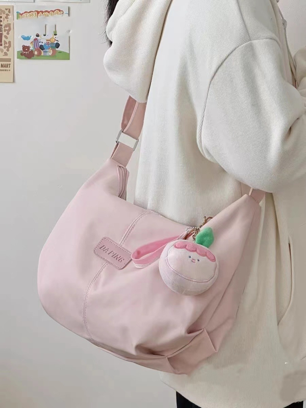 Geantă de umăr crossbody — nailon, formă pătrată orizontală, fermoar, căptușeală poliester, buzunar pentru telefon