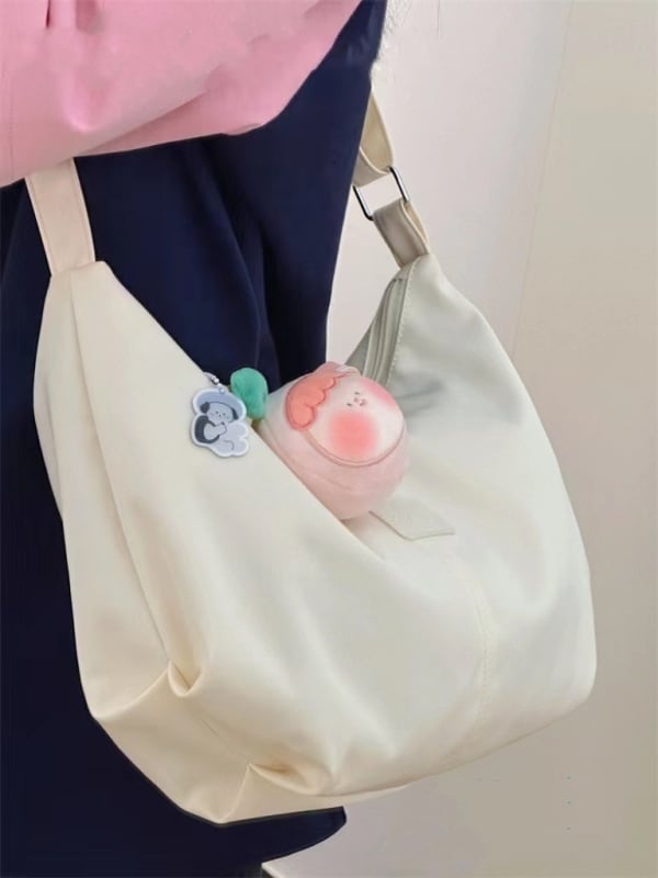 Geantă de umăr crossbody — nailon, formă pătrată orizontală, fermoar, căptușeală poliester, buzunar pentru telefon