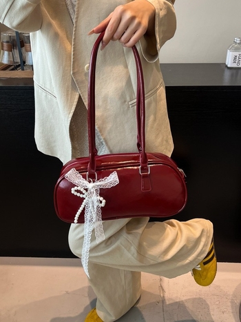 PU kabelka na rameno v baletnom štýle, horizontálny štvorcový tvar, zips, vnútorná kapsa na telefón, podšívka z polyesteru