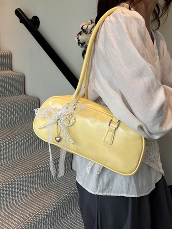 PU kabelka na rameno v baletnom štýle, horizontálny štvorcový tvar, zips, vnútorná kapsa na telefón, podšívka z polyesteru