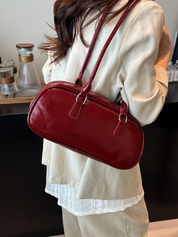 PU kabelka na rameno v baletnom štýle, horizontálny štvorcový tvar, zips, vnútorná kapsa na telefón, podšívka z polyesteru