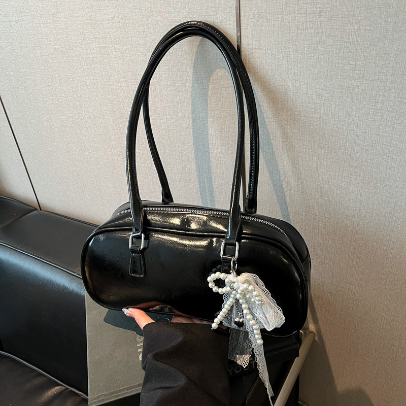 PU kabelka na rameno v baletnom štýle, horizontálny štvorcový tvar, zips, vnútorná kapsa na telefón, podšívka z polyesteru