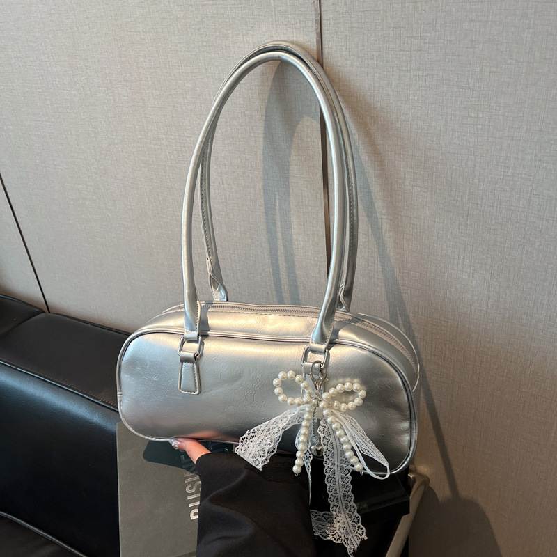 PU kabelka na rameno v baletnom štýle, horizontálny štvorcový tvar, zips, vnútorná kapsa na telefón, podšívka z polyesteru