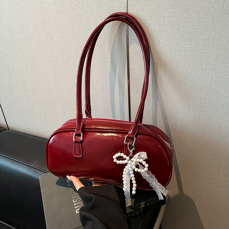 PU kabelka na rameno v baletnom štýle, horizontálny štvorcový tvar, zips, vnútorná kapsa na telefón, podšívka z polyesteru