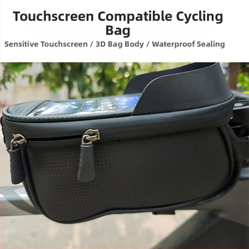 Taška na horný rám bicykla pre telefón – PU koža, vodeodolná, veľká kapacita, model GU-64