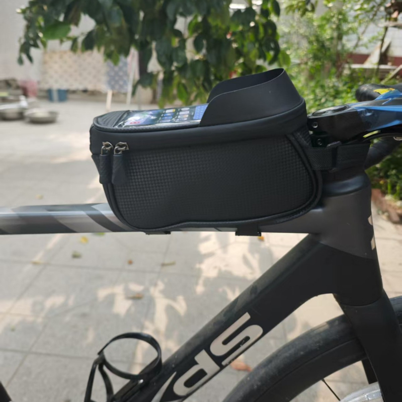 Taška na horný rám bicykla pre telefón – PU koža, vodeodolná, veľká kapacita, model GU-64